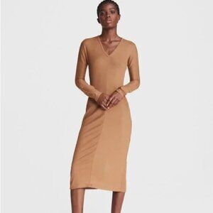 Rag & Bone The Bias Rib Midi Dress Knit Dress Camel NWT